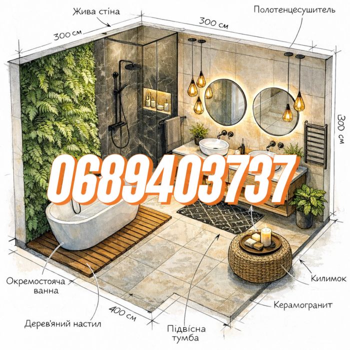 Плиточник, Вкладання плитки, Ванна під ключ, Інші роботи.