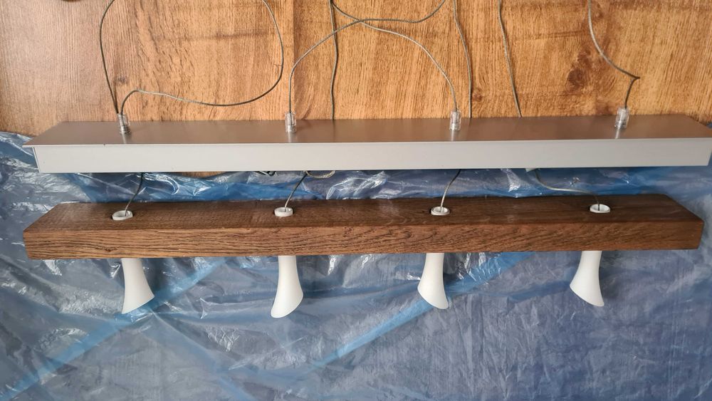 Lampa wisząca drewno, stal