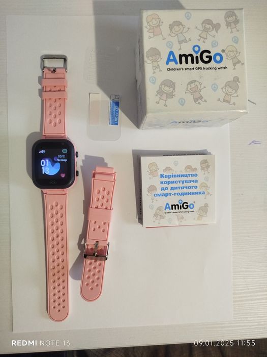 Дитячий годинник AmiGo GO009 Camera+LED WIFI Pink