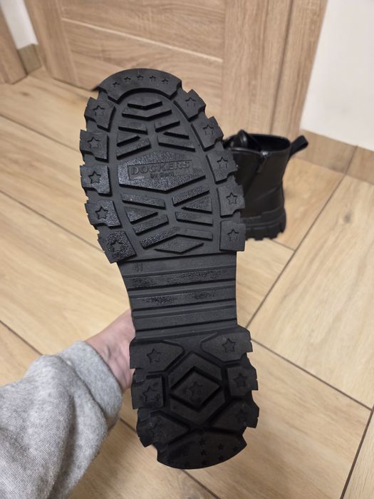 Damskie czarne skórzane botki trapery Dockers by Gerli styl wygoda