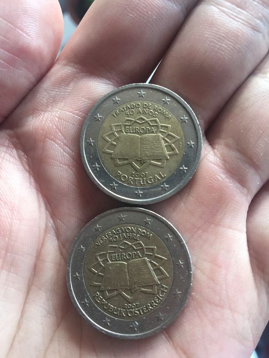 Moedas 2 euros Raras 50 Anos Tratado de Roma 2007