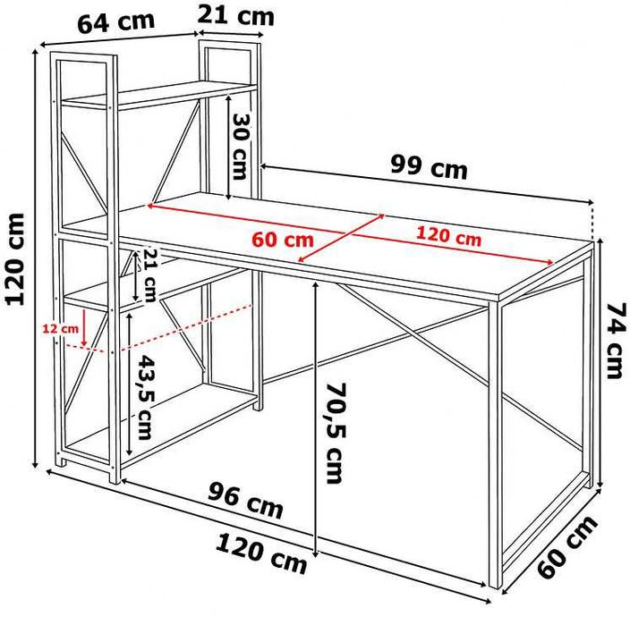 NOWE Biurko Gamingowe Metalowe Komputerowe Loft Czarne Prezent Święta