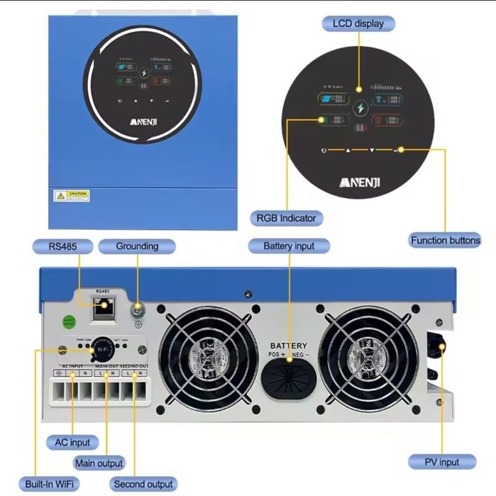 Гібридний інвертор Anenji 5 кВт 48 В