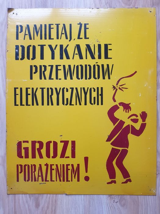 Stara tablica informacyjna PRL, metalowa tablica loft