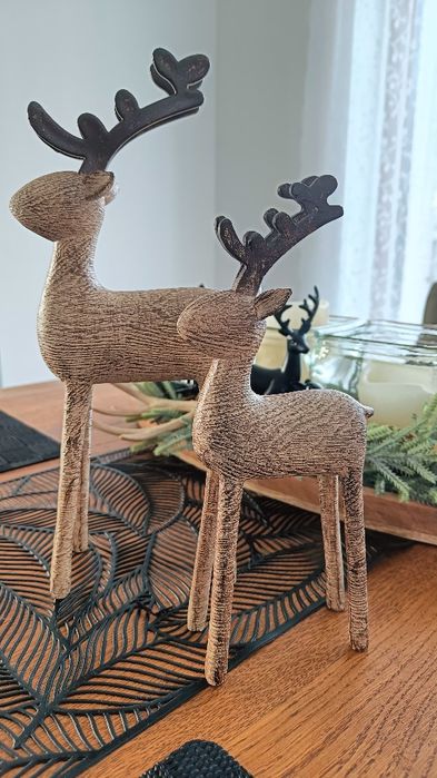 Zestaw jelenie renifery beżowy brązowy 30 24cm