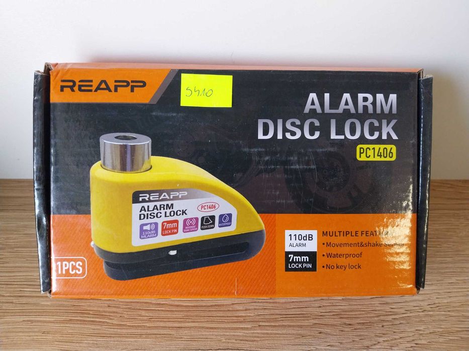 Blokada Tarczy Hamulcowej z Alarmem Disc Lock Głośna Mocna Rower motocykl S410