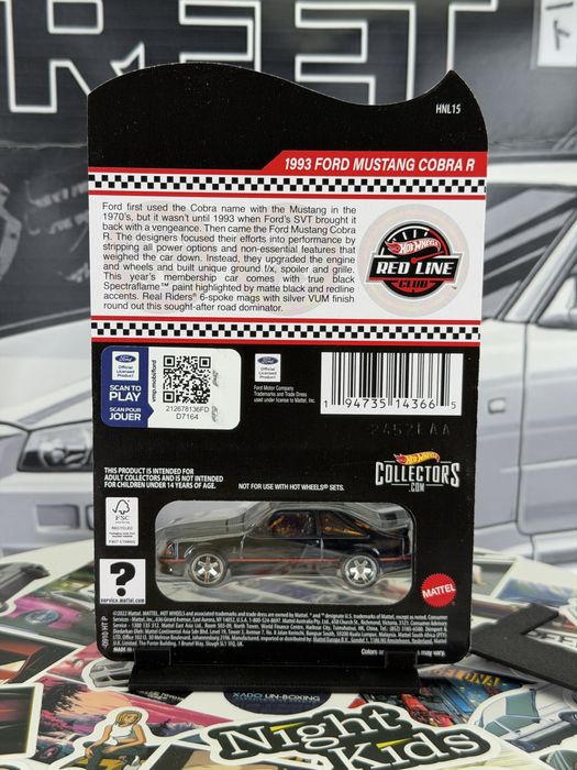 Hot Wheels - RLC - 1993 Ford Mustang Cobra R (Black)- BOX 23