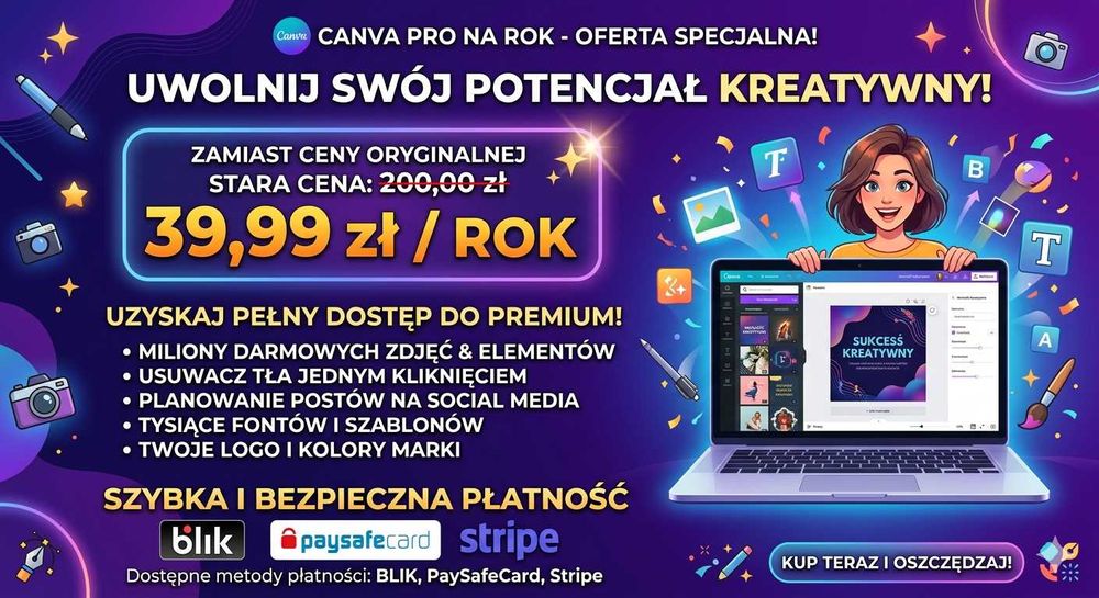 Canva Pro roczna subksrypcja! OKAZJA!