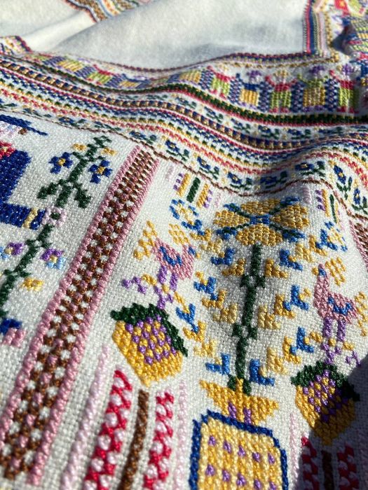 Унікальний вінтажний килим ручної роботи|Вишивка+ мереживо|136х139 см