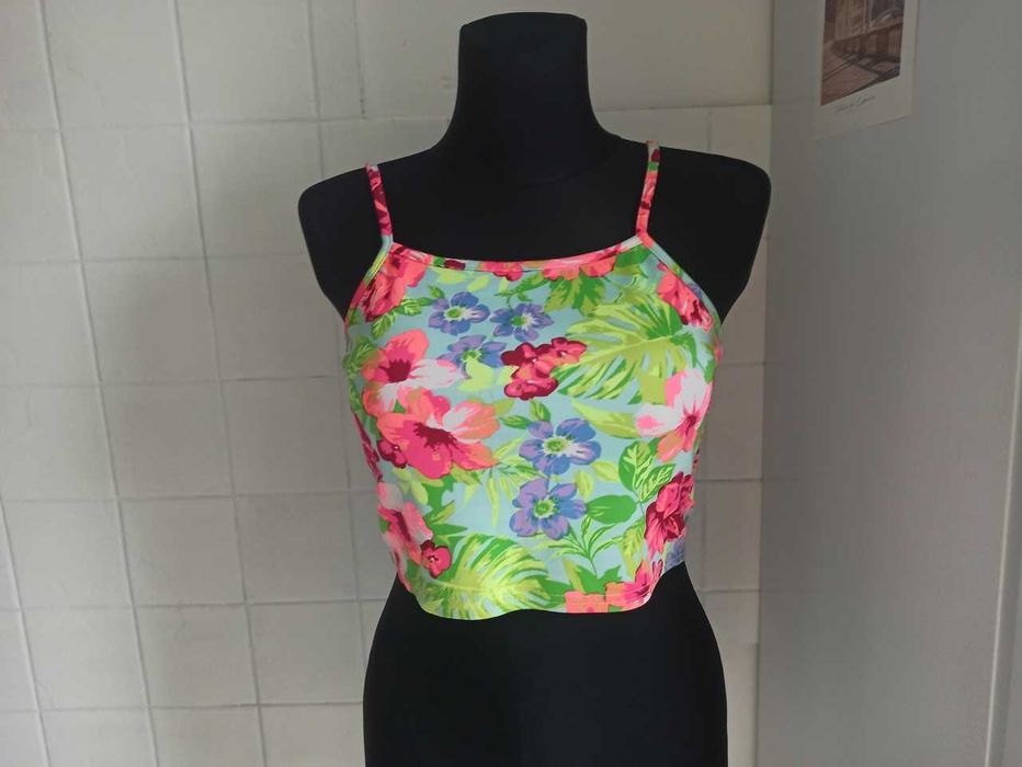 Neonowe kwiaty krótka bluzka Prague