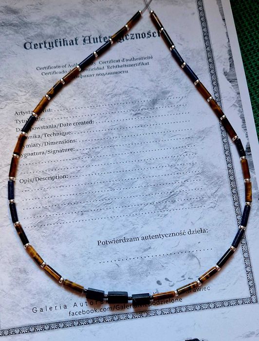 Tygrysie Oko  Lapis lazuli  Turmalin  naszyjnik męski
