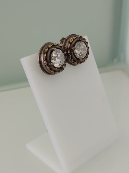 Brincos de prata 925 e ouro de 375