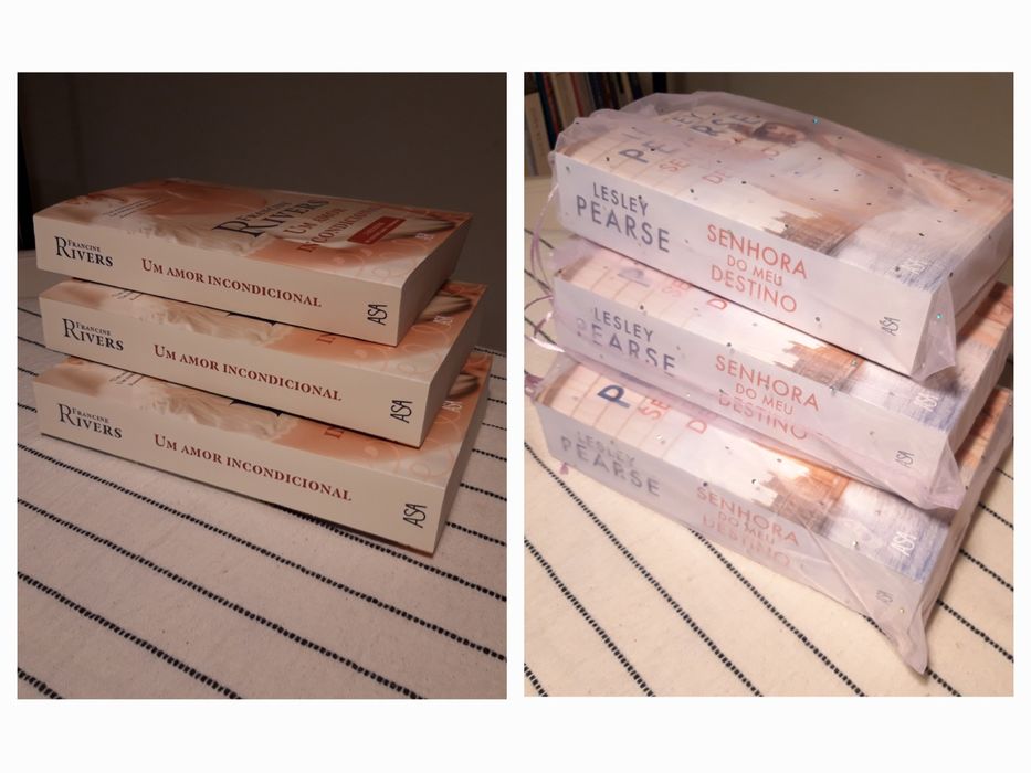 4 livros: Francine Rivers, Lesley Pearse, M. L. Rio, Joanne Harris