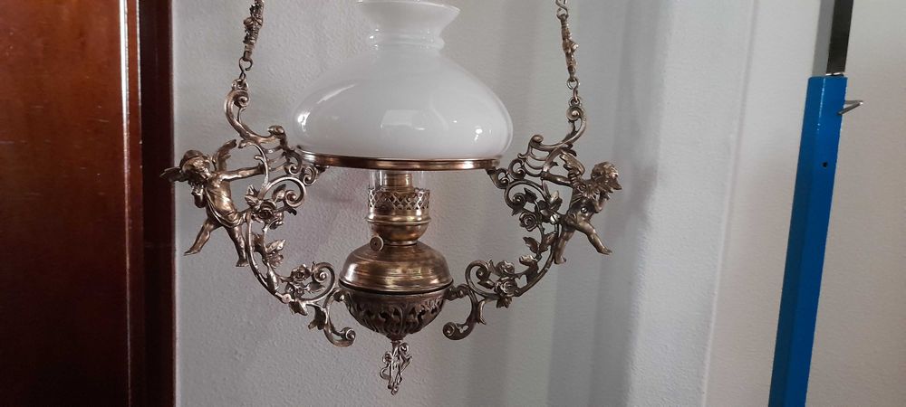 Candeeiro de Tecto antigo Cobre maciço com mais de 50 anos