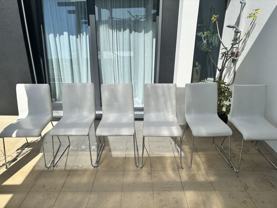 Conjunto 6 cadeiras em napa branca