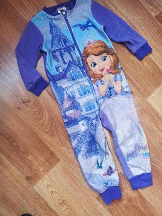 Тепла флісова піжама ромпер на дівчинку зріст 98 104 принцеса софія