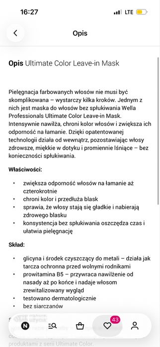 Maska bez spłukiwania Wella professional