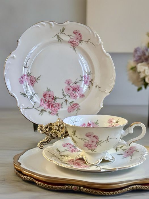 Вінтажне чайне тріо, Hutschenreuther, колекція «Silvia», 1960-і роки