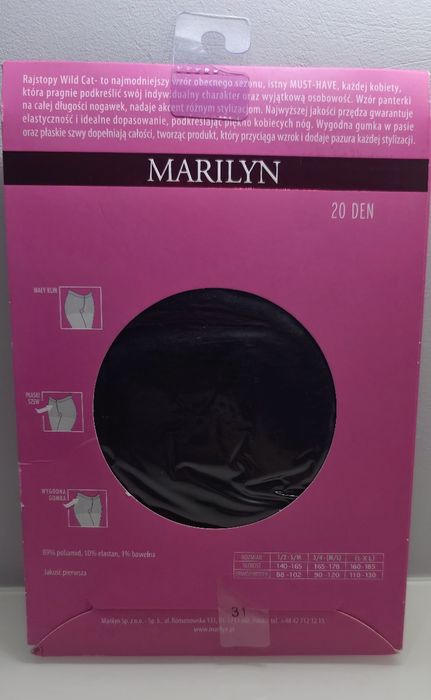 Rajstopy Marylin czarne Wild Cat 3/4