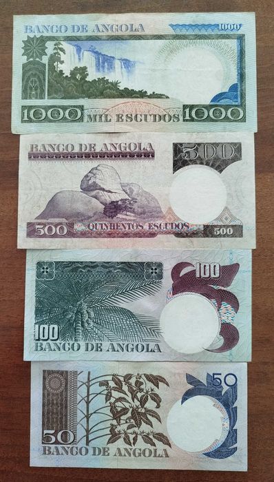 4 notas do Banco de Angola de 1973