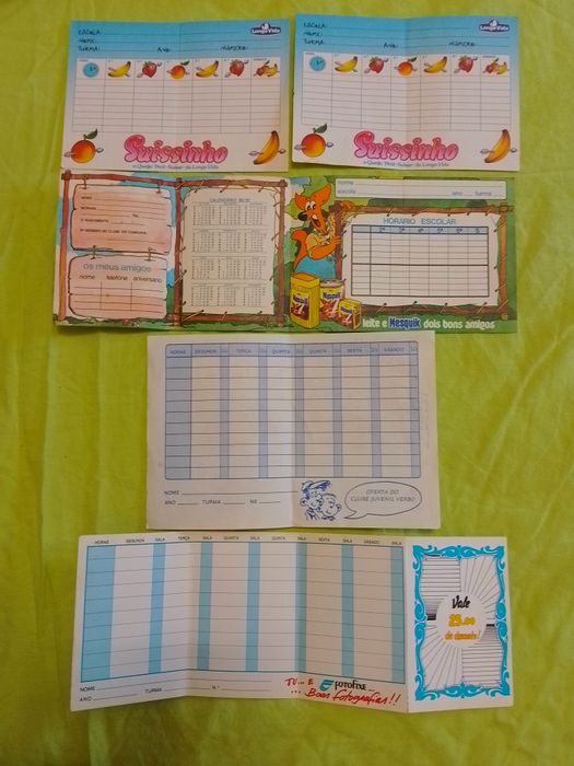 Coleção de horários escolares anos 80/90