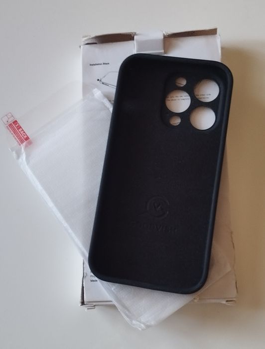 Чехол + защитное стекло для iPhone 14 Pro 6.1" (чёрный)