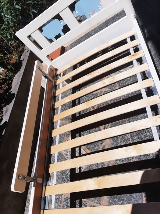 Estrutura cama c/estrado ripas, branco, 70x160 cm