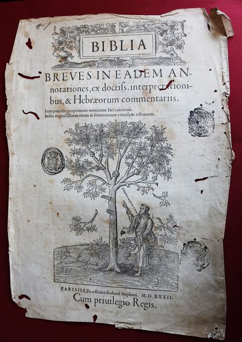 Portada da famosa edição de Bíblia Vulgata de Robert Estienne, 1532