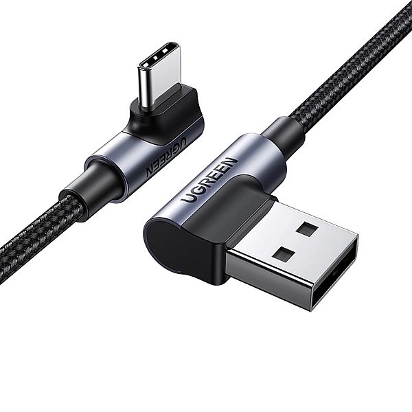 Ugreen kabel kątowy 90° USB C - USB 2.0/480Mb/s 3A 3m czarny (US176)