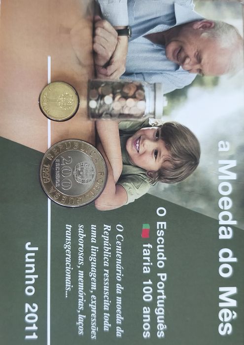 Moeda 200 escudos e 1 escudo unc