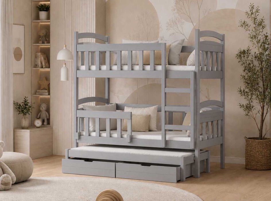 Łóżko piętrowe GABI 3 osobowe 160x75 |180x75 |200x90 materace gratis