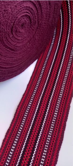 Бордовий пояс, тканий пояс, крайка 10 см.