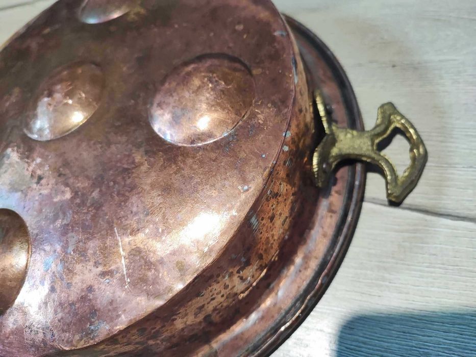 Przedwojenna miedziana patelnia,garnek