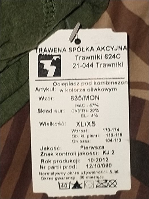 Ocieplacz pod kombinezon czołgisty.