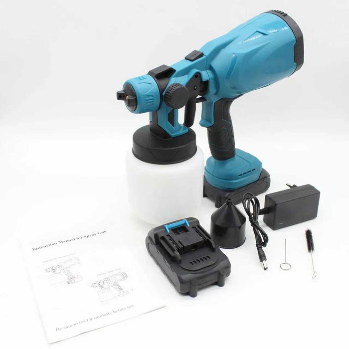 Беспроводной распылитель краски, краскопульт с двумя аккумуляторами.