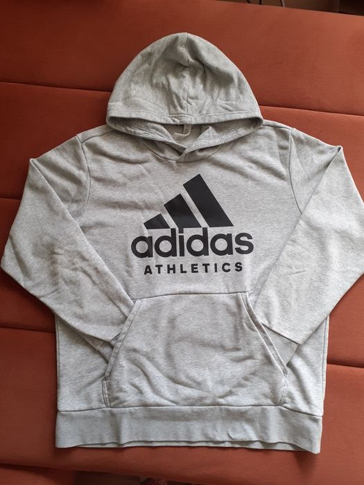 Szara bluza kangurka z kapturem Adidas XL