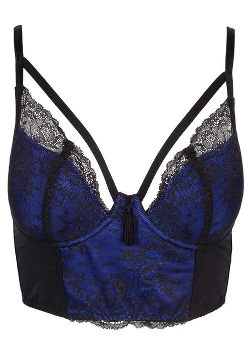 Biustonosz Pour Moi 75E longline push-up kobalt/czarny nowy