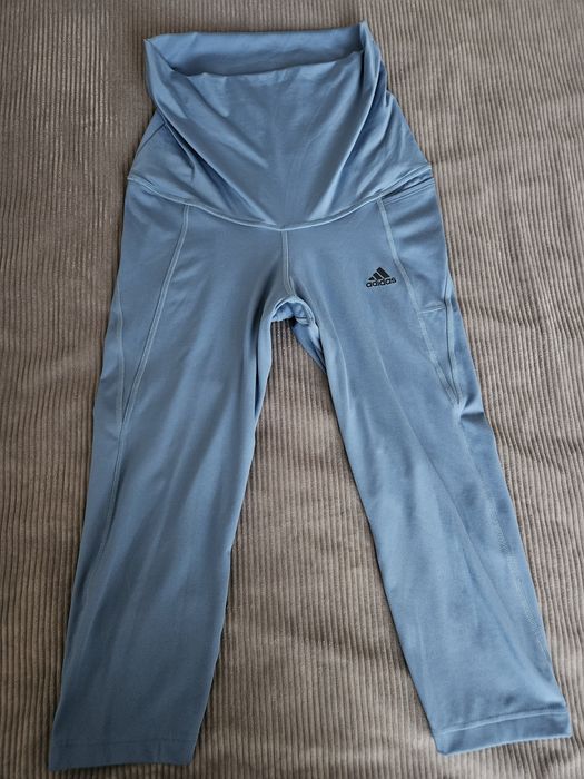 Legginsy ciążowe krótkie Adidas Performance, rozmiar S, niebieskie