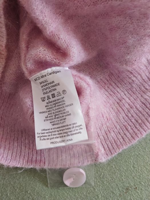 pudrowy wełniany kardigan sweter wool ull mohair DONA L