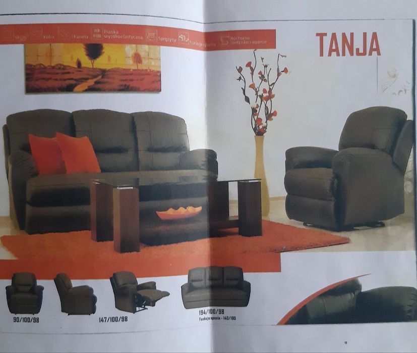Komplet wypoczynkowy skórzany TANJA