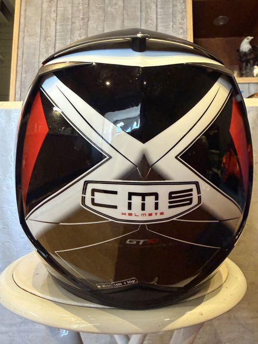 Capacete Integral CMS GTR – Preto, Branco e Vermelho (Tamanho XL)