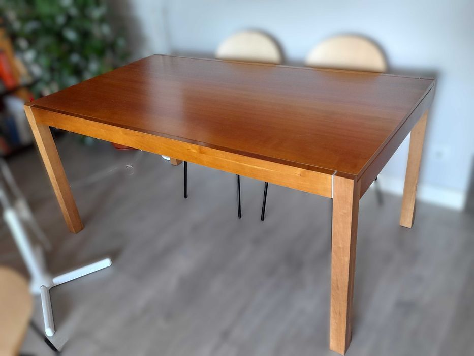 Mesa extensível para jantar ou reuniões, 1,60 × 0,90 m (fechada) e 2,60 × 0,90 m (aberta)