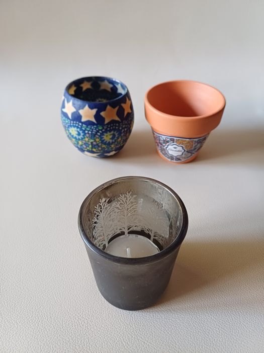 Conjunto de 3 porta-velas decorativos