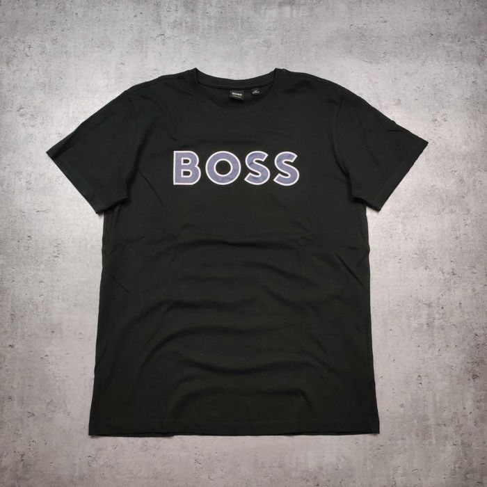 MĘSKA Elegancka PREMIUM Koszulka Ciemna Zieleń Hugo Boss Bawełna Logo