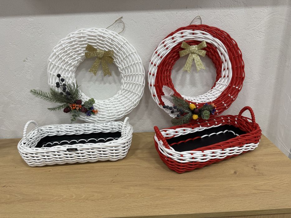 Кашпо з  ротангу Вазон з ротангу новорічний вінок  кошик великодній