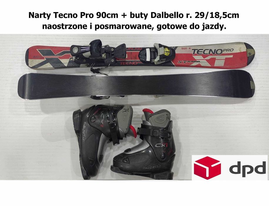 narty dla dzieci do nauki carvingowe Tecno Pro 90cm + buty r.29/18,5cm