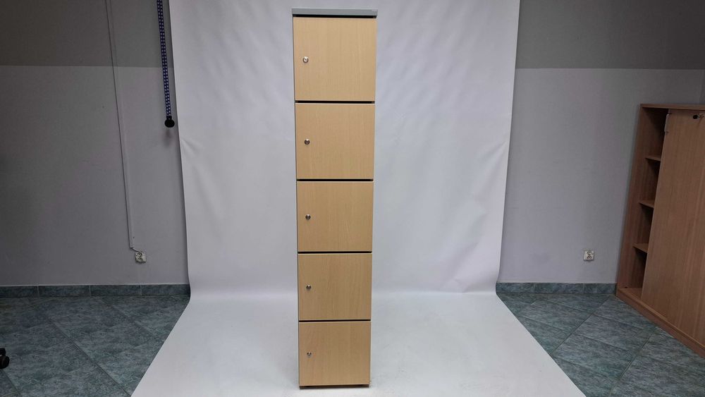 Szafa biurowa wysoka , locker MDD 5 drzwiowy klon/grafit