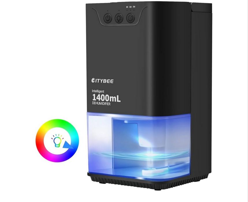 NOWY Cichy Osuszacz Powietrza CITYBEE 1400ml | Timer | RGB LED
