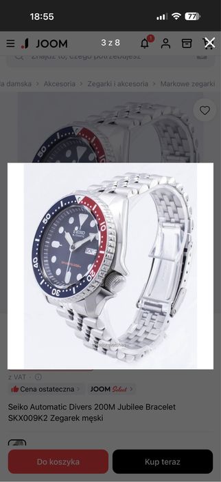 Seiko Automatic Divers 200M Jubilee Bracelet SKX009K2 Zegarek męski