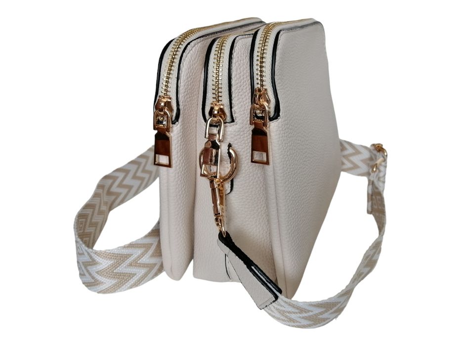 Klasyczna Torebka Damska Listonoszka Na Ramię - Beżowa